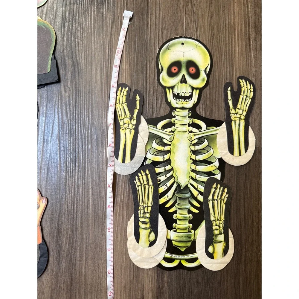 Beistle Halloween Action Dancers Vintage 1984 Decor Set Skeleton Witch Cat Ghost